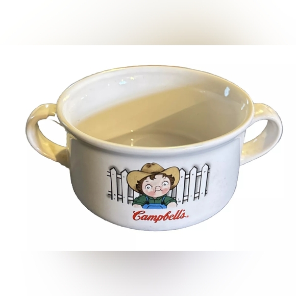 2001 Campbell's Soup Bowl w/ Farmer and Fence by Houston Harvest Gift Products - Picture 1 of 4